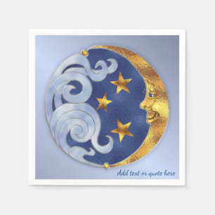Serviette En Papier Lune céleste et étoiles