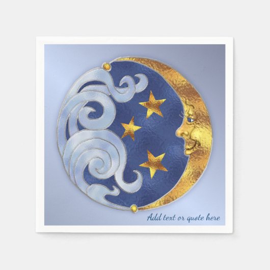 Serviette En Papier Lune céleste et étoiles (Devant)