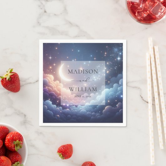 Serviette En Papier Lune céleste et étoiles Mariage personnalisé (En situation)