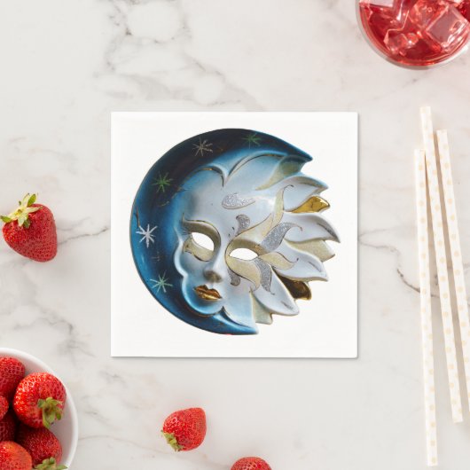 Serviette En Papier Lune céleste et masque (En situation)