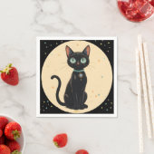Serviette En Papier Lune de chat noir atomique futuriste (En situation)