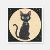 Serviette En Papier Lune de chat noir atomique futuriste (Devant)