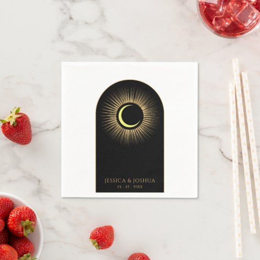 Serviette En Papier Lune de soleil mystique noire céleste (En situation)