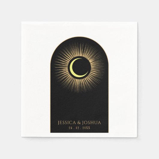 Serviette En Papier Lune de soleil mystique noire céleste (Devant)