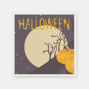 Serviette En Papier Lune d'Halloween Éffrayante vintage et Citrouille 