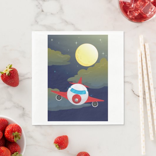 Serviette En Papier Lune Et Aéronefs (En situation)