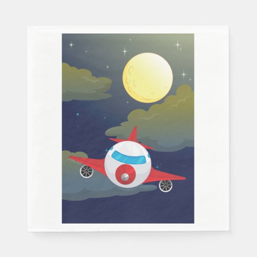 Serviette En Papier Lune Et Aéronefs (Devant)