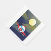 Serviette En Papier Lune Et Aéronefs (Coin)