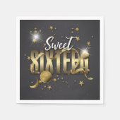 Serviette En Papier Lune et étoiles Sweet 16 Gold/Blk ID788 (Devant)