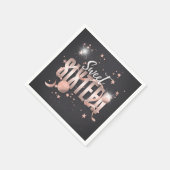 Serviette En Papier Lune et étoiles Sweet 16 Rose Gold/Blk ID788 (Coin)
