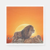 Serviette En Papier Lune et lion de chats africains sauvages (Devant)