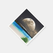 Serviette En Papier Lune Et Plage (Coin)