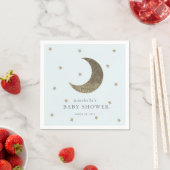 Serviette En Papier Lune & Étoiles Baby shower bleu Papier serviettes (En situation)