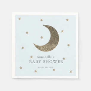 Serviette En Papier Lune & Étoiles Baby shower bleu Papier serviettes