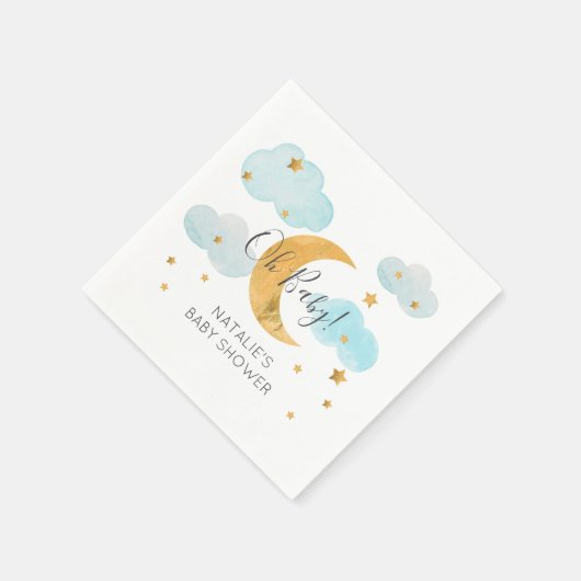 Serviette En Papier Lune & Etoiles Baby shower Clouds Bleus serviettes (Coin)