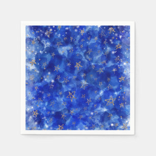 Serviette En Papier Lune Étoiles Bronze Or Bleu Fantaisiste Baby Showe