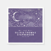 Serviette En Papier Lune Étoiles Ciel nocturne Mystique Romantique (Devant)