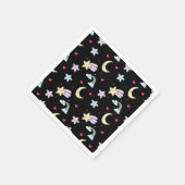 Serviette En Papier Lune, étoiles et nuages Motif sur noir (Coin)