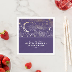 Serviette En Papier Lune Étoiles Nuit Ciel Mystique Romantique