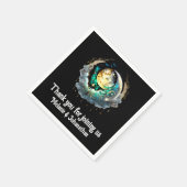 Serviette En Papier Lune lunaire céleste noir vert étoile nuit (Coin)