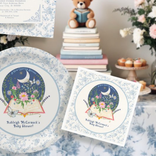 Serviette En Papier Lune Nouveau Chapitre Commence Livre Papillon Bleu