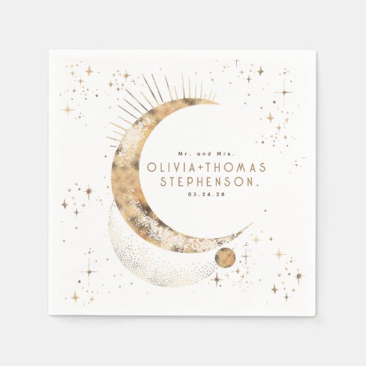 Serviette En Papier Lune Stars Ciel nocturne Mystique Romantique Napki (Devant)