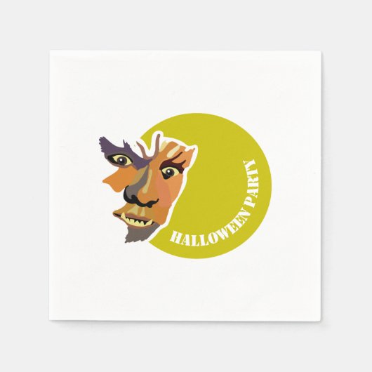 Serviette En Papier Lune Wolf, fête d'Halloween (Devant)