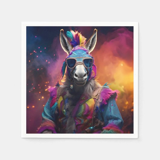 Serviette En Papier Lunettes bleues Funky Donkey (Devant)