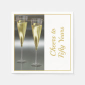 Serviette En Papier Lunettes de Champagne 50e fête du Mariage (Devant)