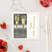Serviette En Papier Lunettes de Champagne 50e fête du Mariage (En situation)