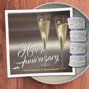 Serviette En Papier Lunettes de champagne Cus sur mesure Bonne Anniver