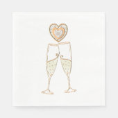 Serviette En Papier Lunettes de Champagne et Coeurs (Devant)