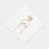 Serviette En Papier Lunettes de Champagne et Coeurs (Coin)