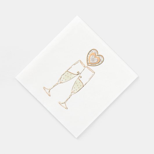 Serviette En Papier Lunettes de Champagne et Coeurs (Coin)