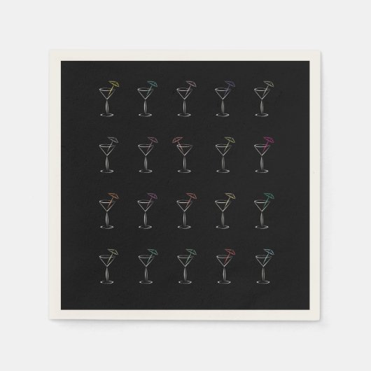 Serviette En Papier Lunettes de Neon Martini Cool (Devant)