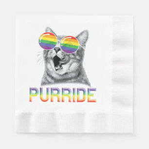 Serviette En Papier Lunettes de soleil arc-en-ciel Gay Pride Chat Drôl