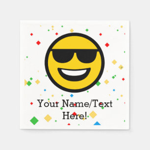 Serviette En Papier Lunettes de soleil cool Emoji