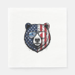 Serviette En Papier Lunettes de soleil de l'ours patriotique Vintage V