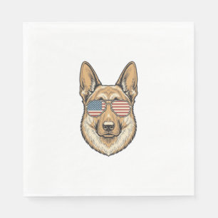 Serviette En Papier Lunettes de soleil patriotiques Berger allemand Ar