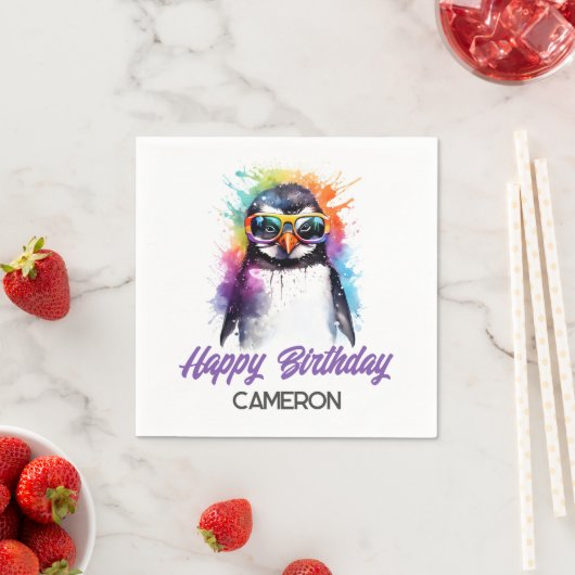 Serviette En Papier Lunettes de soleil Pingouin de fête, anniversaire  (En situation)