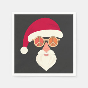 Serviette En Papier Lunettes de soleil rétro visage de Père Noël Noël