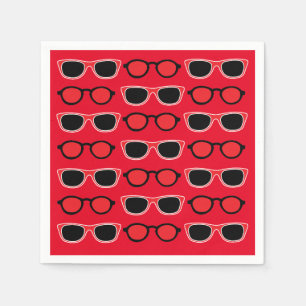 Serviette En Papier Lunettes de soleil rouges noires Été Plage Fête au