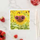 Serviette En Papier Lunettes De Soleil Sur Tournesol (En situation)