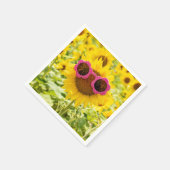Serviette En Papier Lunettes De Soleil Sur Tournesol (Coin)