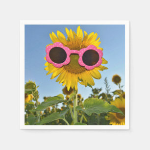 Serviette En Papier lunettes de soleil sur tournesol jaune