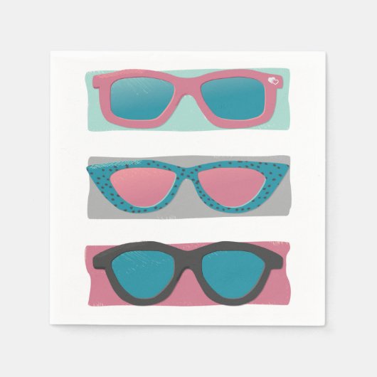 Serviette En Papier Lunettes de soleil Trio rose (Devant)
