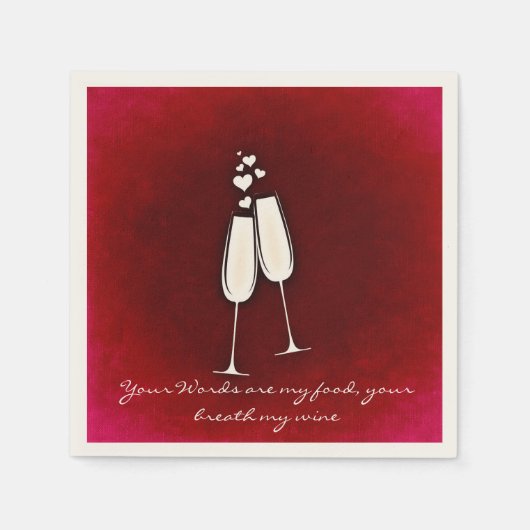 Serviette En Papier Lunettes de vin romantique Saint Valentin Napkin (Devant)