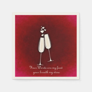 Serviette En Papier Lunettes de vin romantique Saint Valentin Napkin