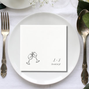 Serviette En Papier Lunettes de vin Whimsical classique Initiales Mari