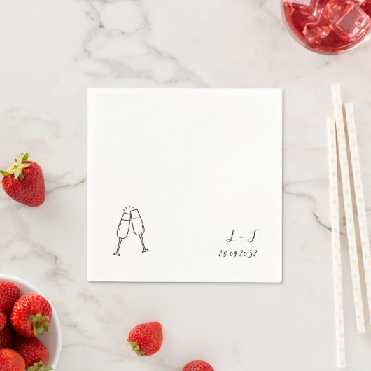 Serviette En Papier Lunettes de vin Whimsical customisé Initiales Mari (En situation)